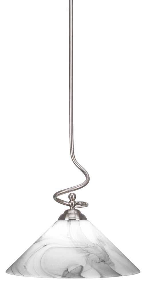 Capri 1-Light Stem Pendant with Hang Straight Swivel, Brushed Nickel/Onyx Swirl