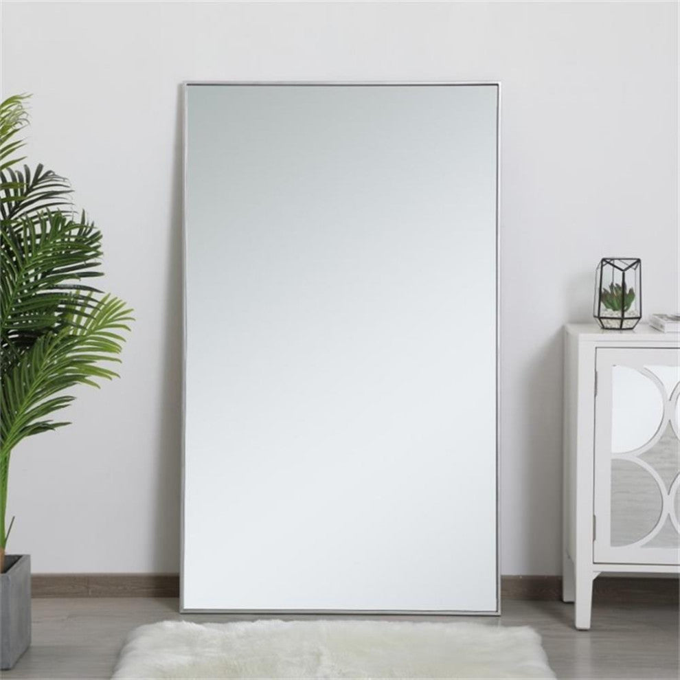 Elegant Decor Eternity 60" x 36" Contemporary Metal Frame Mirror in Silver