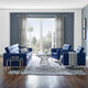 Tufted Armchair and Sofa Set, Faux Leather, Silver Blue Navy, Modern, Lounge