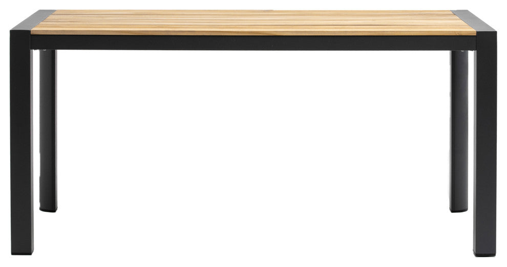 Skog 32x63" Dining Table, Natural Teak With Anthracite Legs