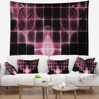 Pink Bat Outline on Radar Abstract Wall Tapestry, 80"x68"
