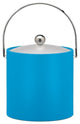 Blue 3 qt. Ice Bucket, Chrome Bale Handle, Chrome Round Knob, Frosted Vinyl Lid