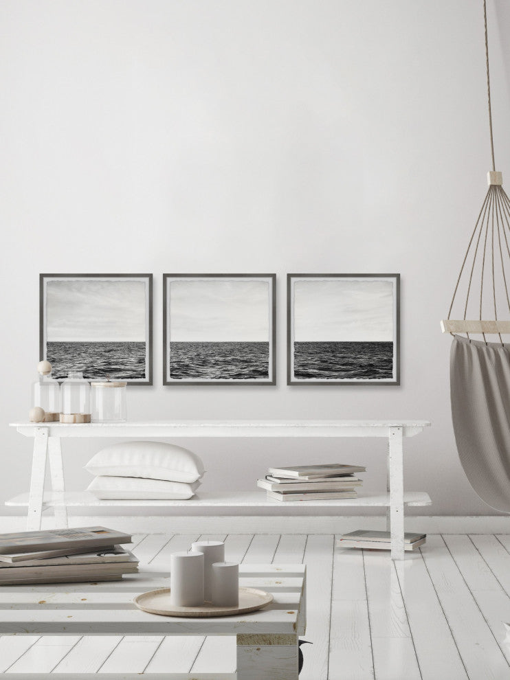 Sky Meets the Sea Triptych, 3-Piece Set, 18x18 Panels