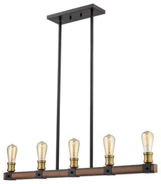 Z-Lite 472-5L Kirkland 5 Light 36"W Faux Wood Linear Chandelier - Ashen