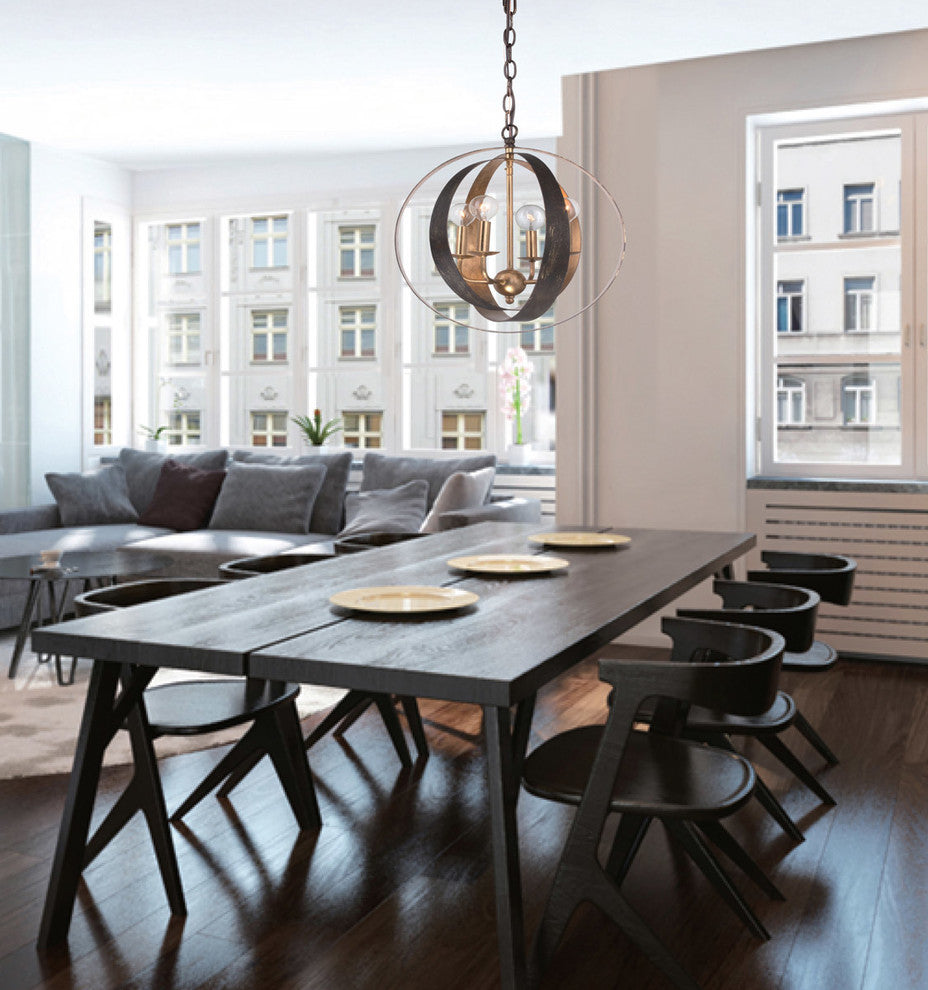 Luna 4 Light Bronze & Gold Sphere Mini Chandelier