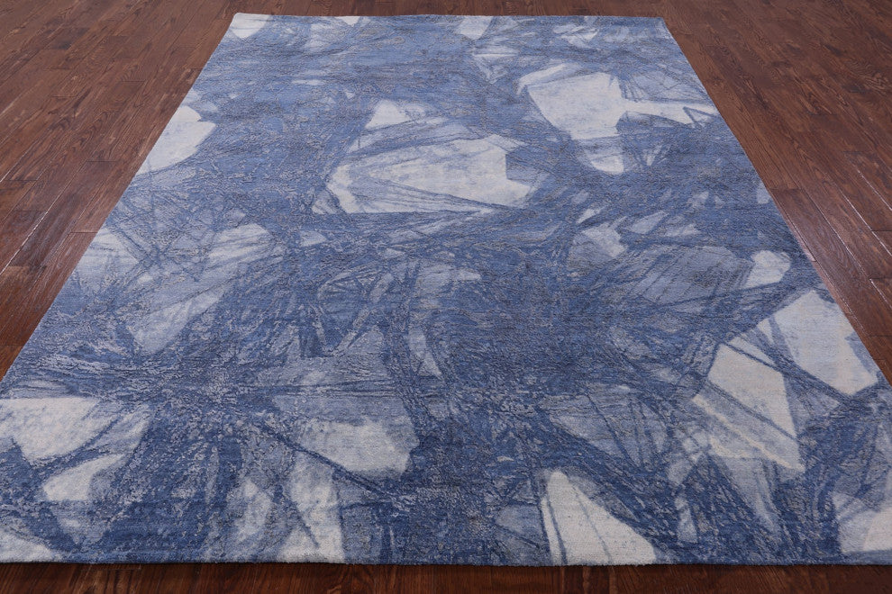 7' 11" X 10' 0" Wool and Silk Handmade Abstract Rug Q9047