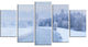 "Blue Frosty Winter Weather Panorama" Landscape Wall Art, 5 Panels, 60"x32"