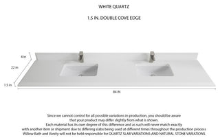Boston 84 Double Sink Bath Vanity in Navy Blue 1.5" White Quartz