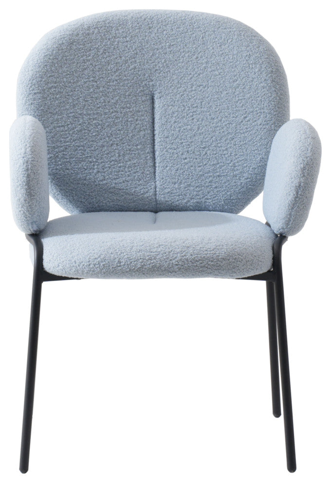 Celestial Boucle Dining Chairs Modern Upholstered with Iron Legs, Blue