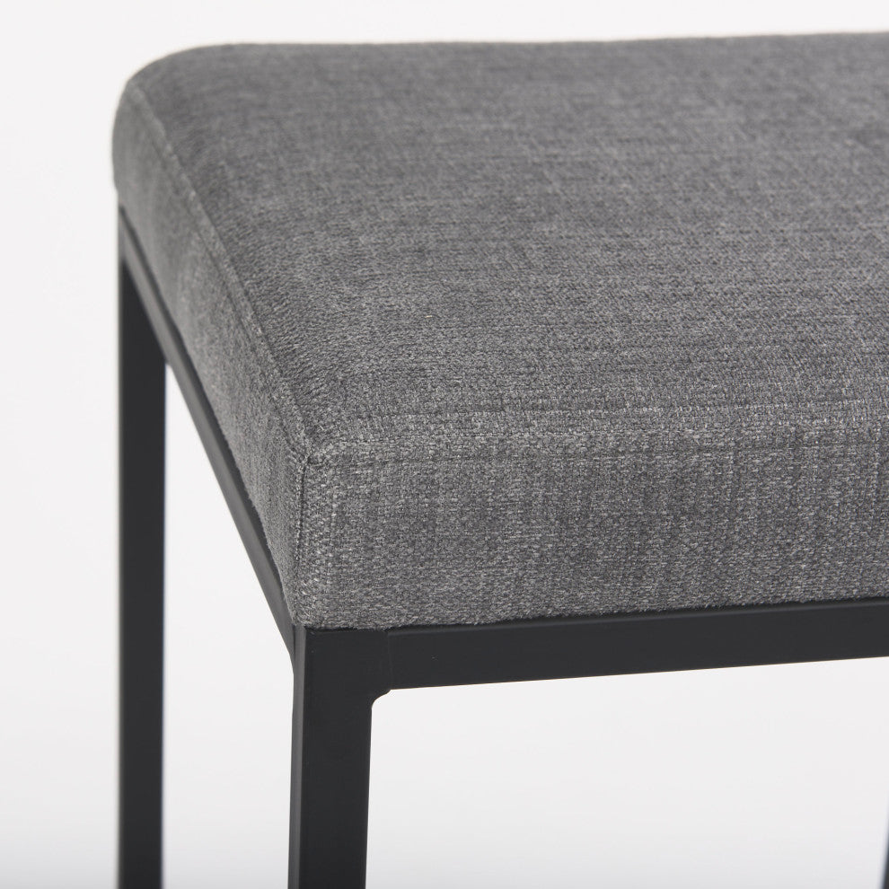 Frodo Gray Fabric Seat with Black Iron Frame Bar Stool