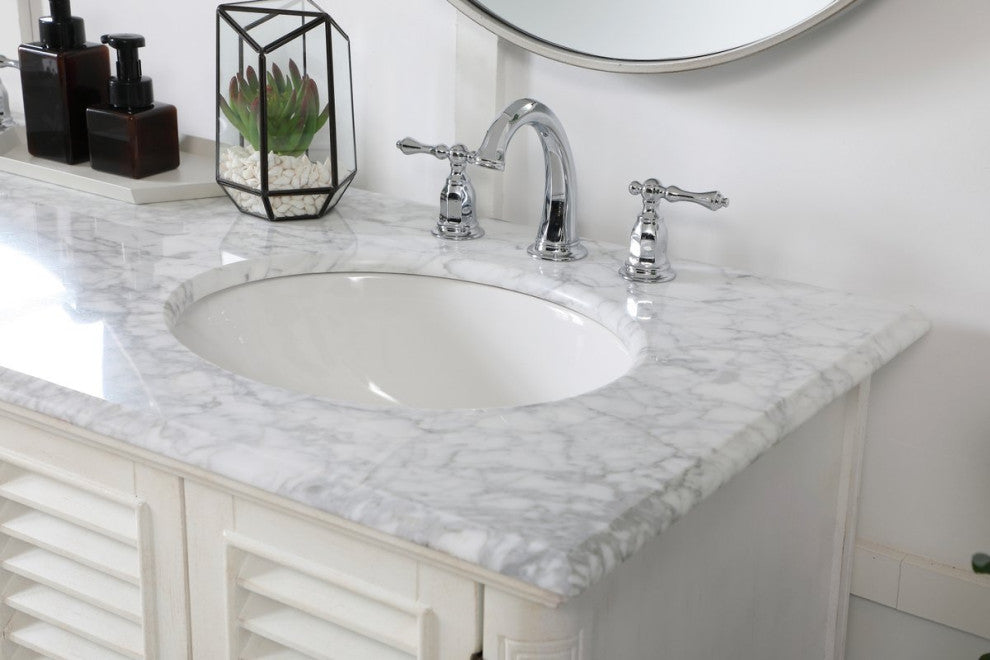 Rhett 60" Double Bathroom Vanity, Antique White