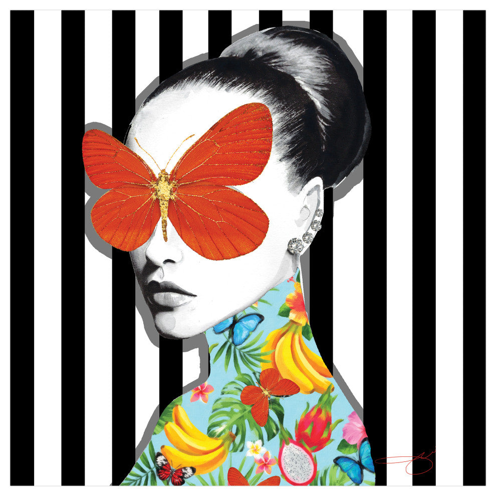 Beautiful Woman Printed Wall Art Unframed Free Floating Tempered Glass