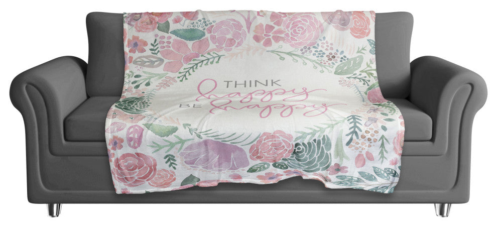 Think Happy Be Happy 50x60 Coral Fleece Blanket