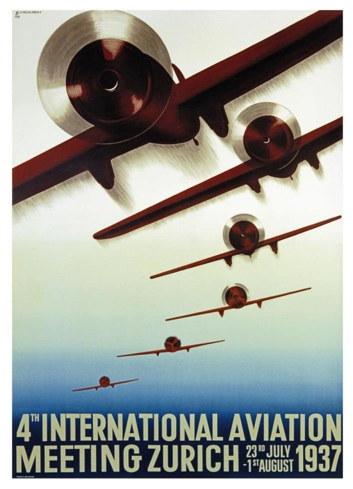 "4th Meeting Aeronautique International" Paper Print by Otto Baumberger, 23"x32"