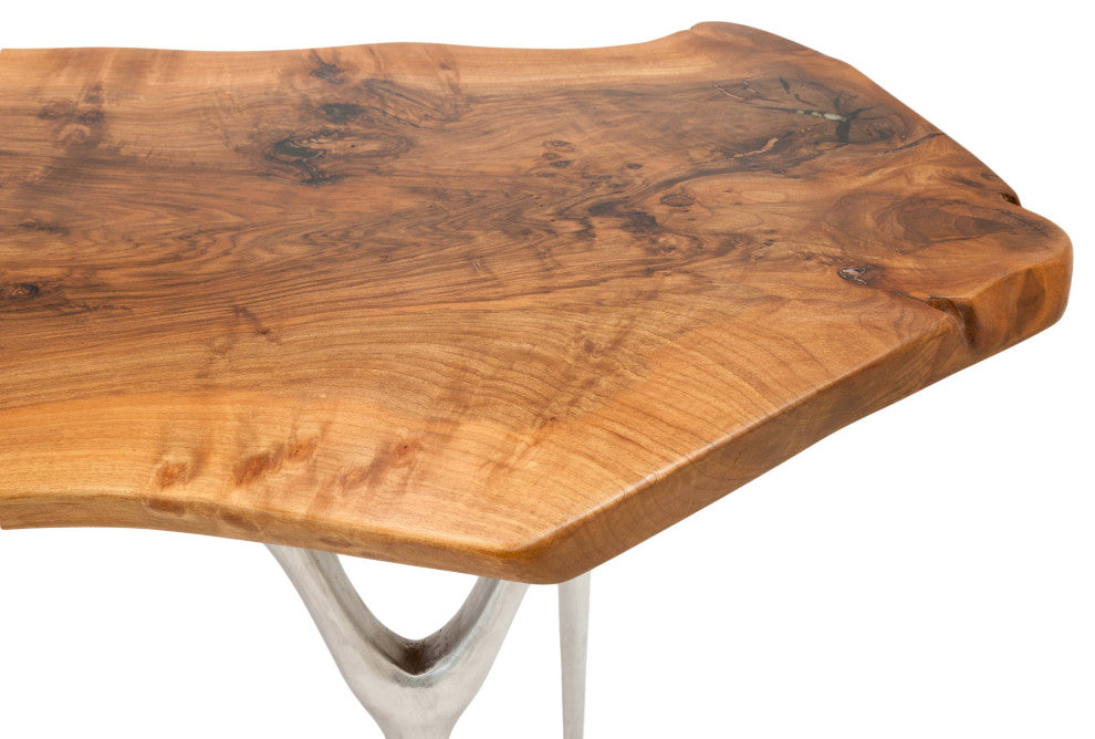 Walnut Slab Table with Cast Aluminium Legs 74"x37"x30"