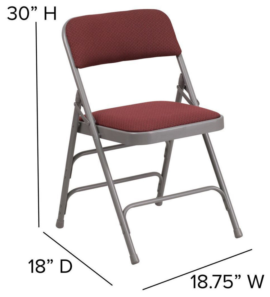 2 Pack HERCULES Triple Braced & Double Hinged Upholstered Folding Chair, Burgundy Pattern