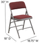 2 Pack HERCULES Triple Braced & Double Hinged Upholstered Folding Chair, Burgundy Pattern