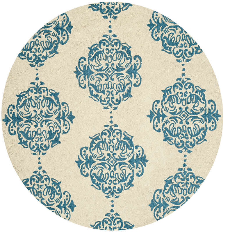 Safavieh Chelsea Hk145A Damask Rug, Ivory/Blue, 1'8"x2'6"