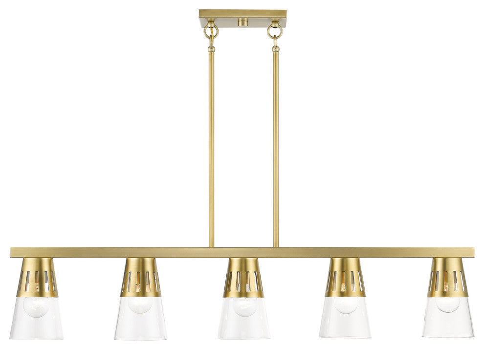 5 Light Natural Brass Large Linear Chandelier