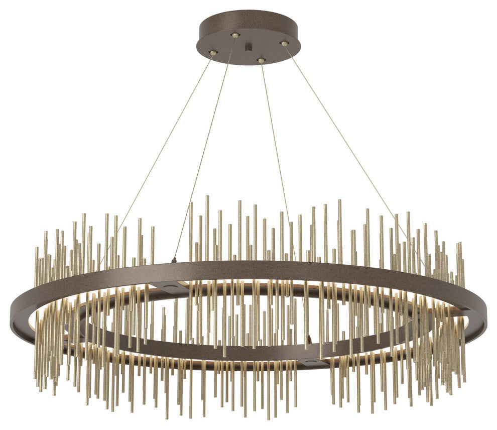 Gossamer Circular LED Pendant, Bronze, Soft Gold, Standard Height