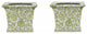 Set of 2 Green and White Twisted Lotus Square Porcelain Flower Pots 6"