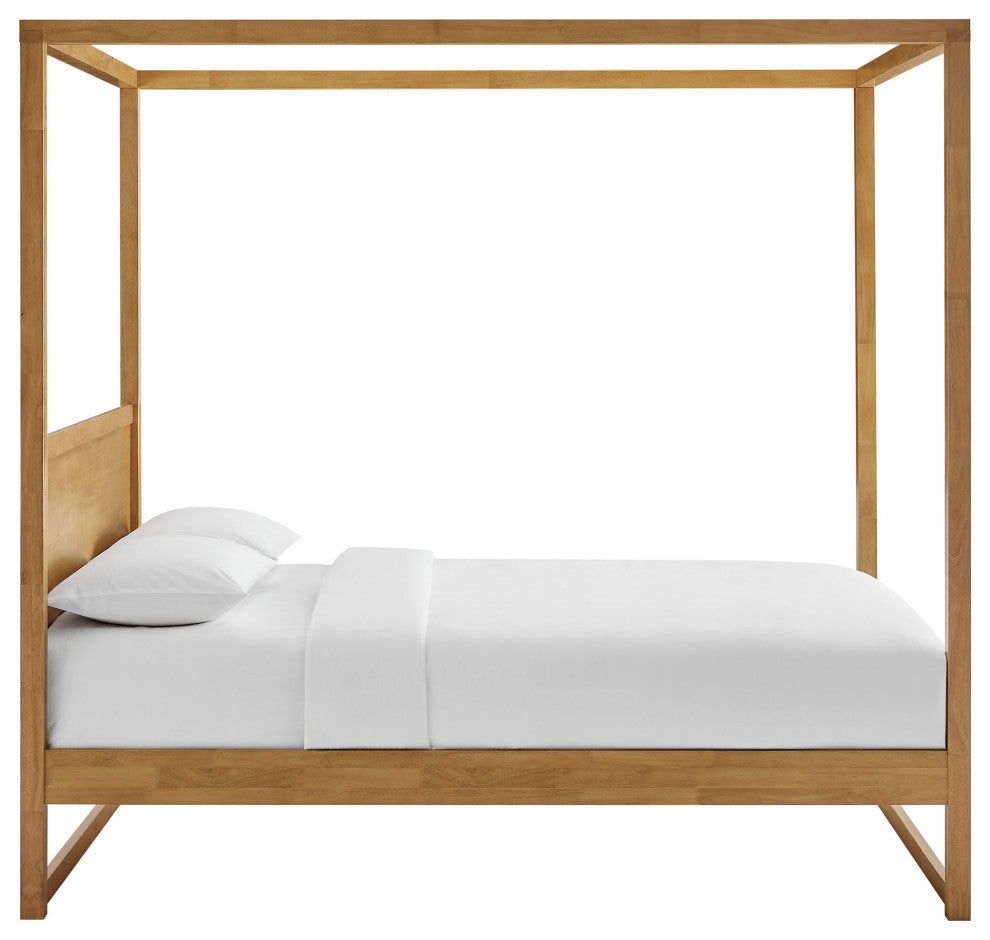 Alva King Wood Canopy Platform Bed, Oak