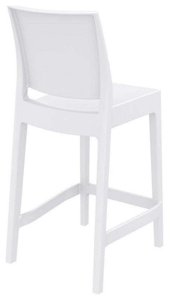 Home Square Resin 29.5" Barstool in White - Set of 2