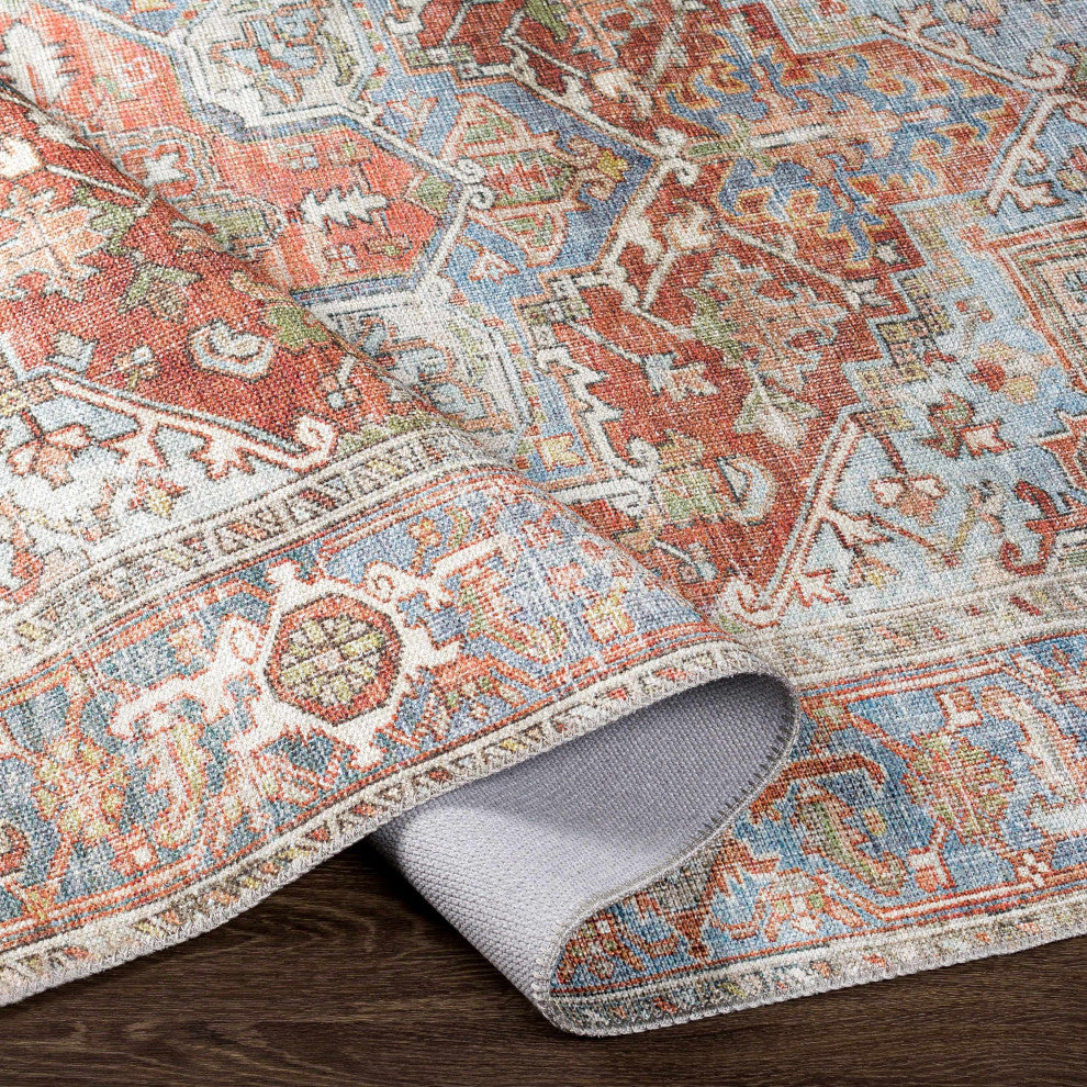 Hauteloom Maayon Medallion Rust Washable Area Rug, 7'6"x9'6" Rectangle