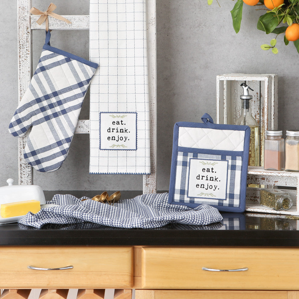French Blue Home Sweet Farmhouse Kitchen (Set of 4)