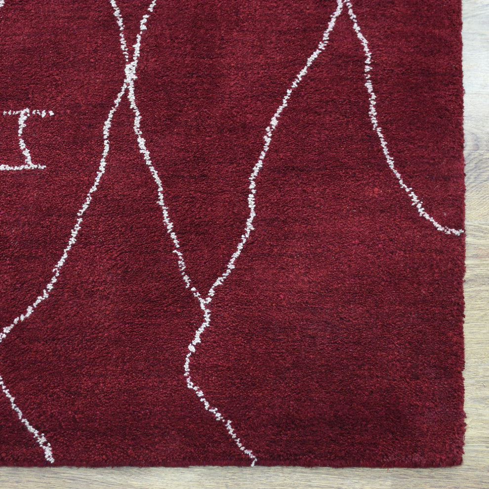 HAND KNOTTED LOOM SILK ECO-FRIENDLY AREA RUGS -8'x10', Rectangle, Red, Geometric