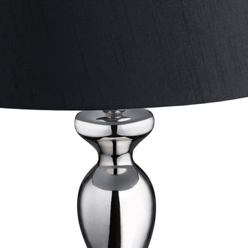 25.5"H Silver Steel Table Lamp Set with Black Silk Shade