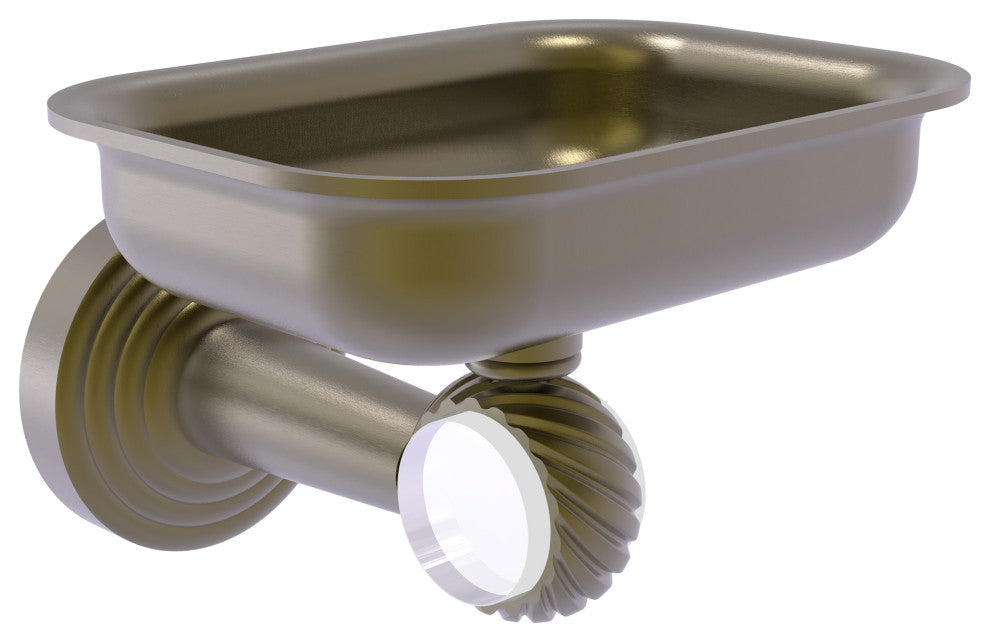 Pacific Beach Wall-Mount Soap Dish Holder with Twist Accents, Antique Brass