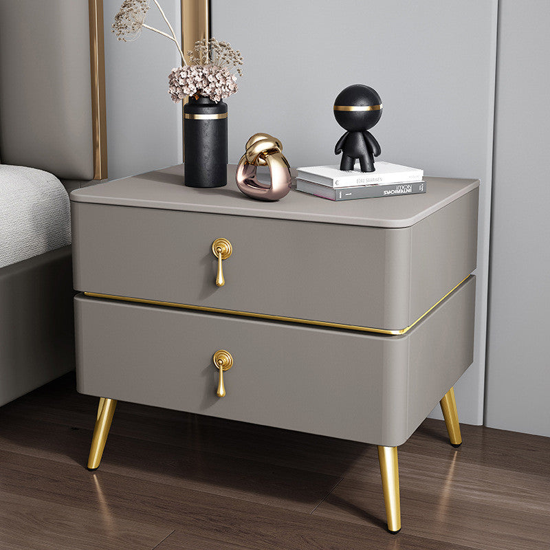 Modern Italian Bedside Table Made of Solid Wood, Gray Brown