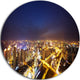 Downtown Nighttime Panorama, Cityscape Disc Metal Artwork, 36"