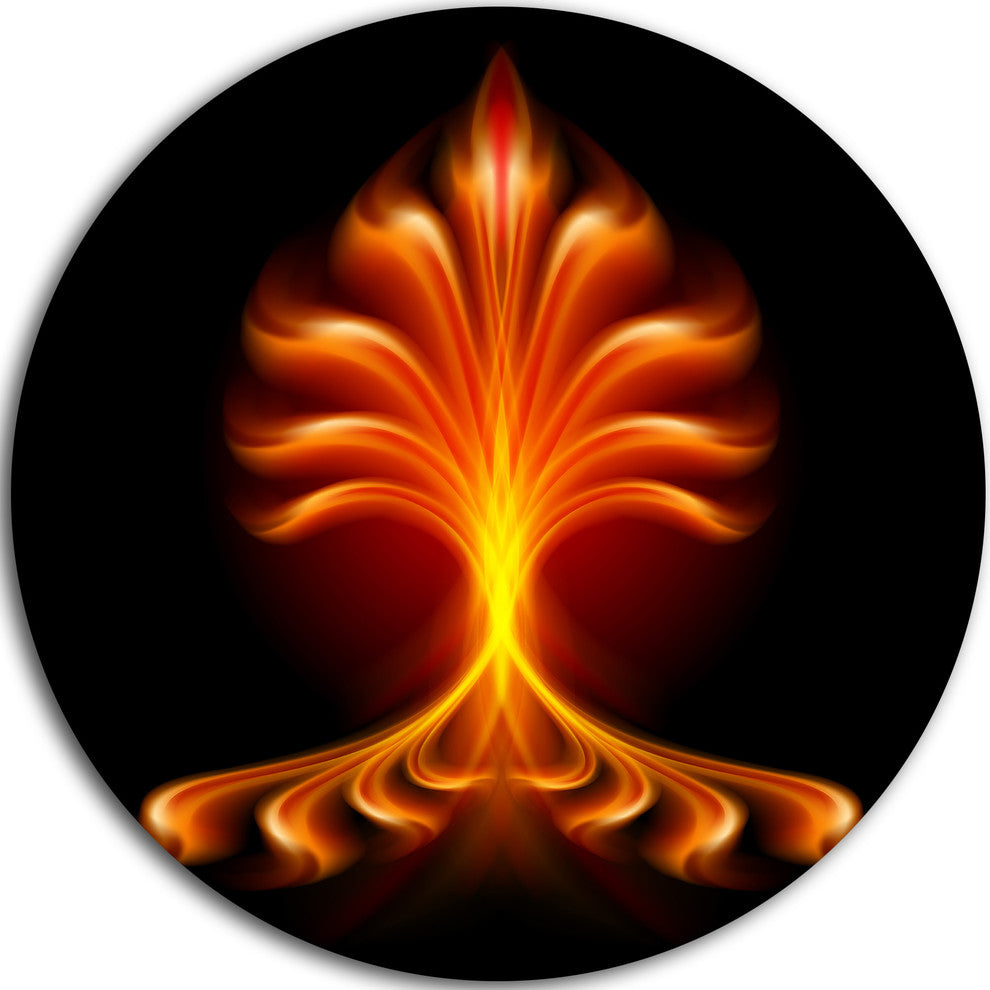 Fractal Fire Flower, Floral Digital Art Round Wall Art, 11"