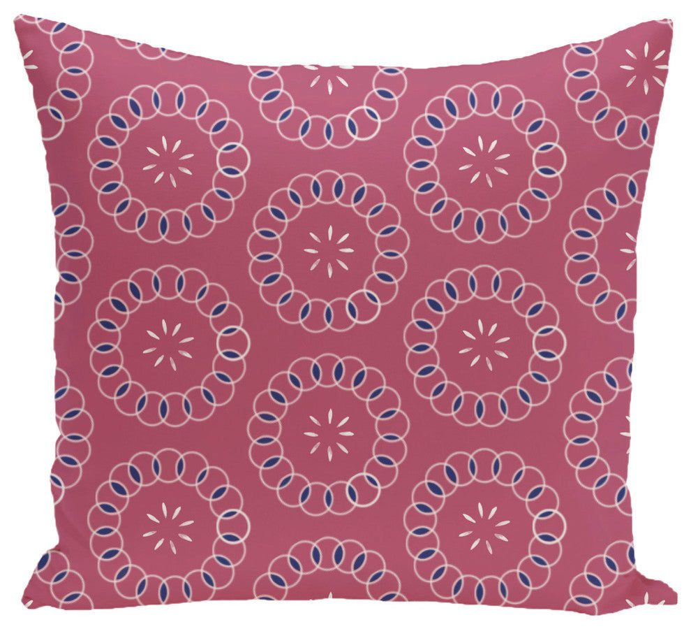 Happiness Is? Floral Print Pillow, Pink Cheeks, 20"x20"