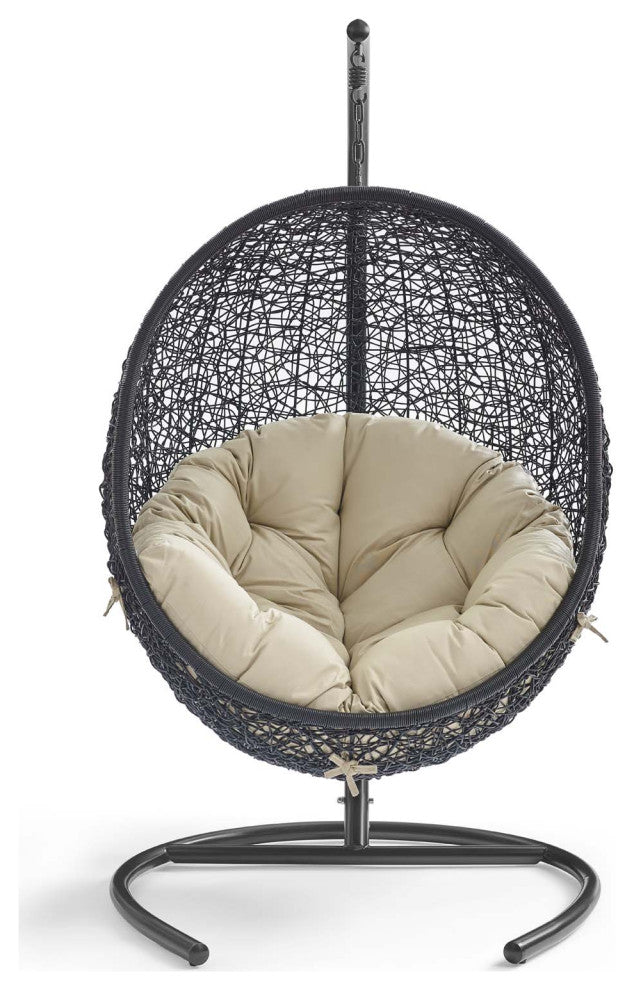 Encase Sunbrella Swing Outdoor Patio Lounge Chair - Black Beige