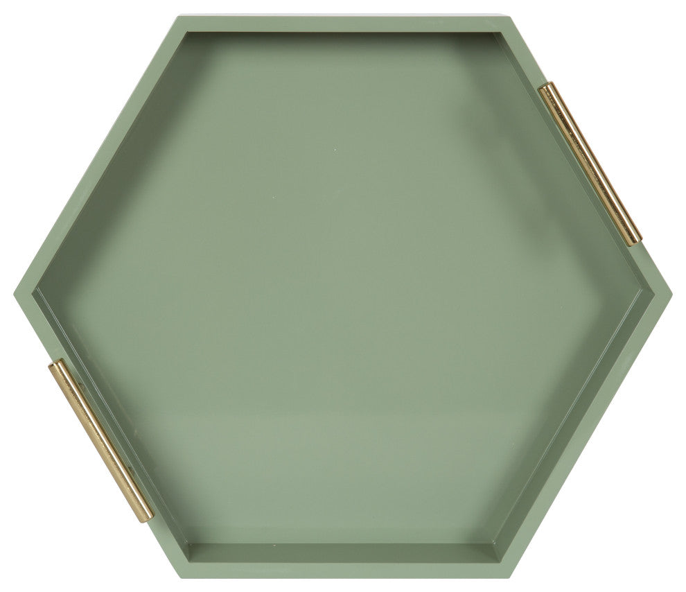 Lipton Hexagon Decorative Tray With Metal Handles, Green, 18"x18"