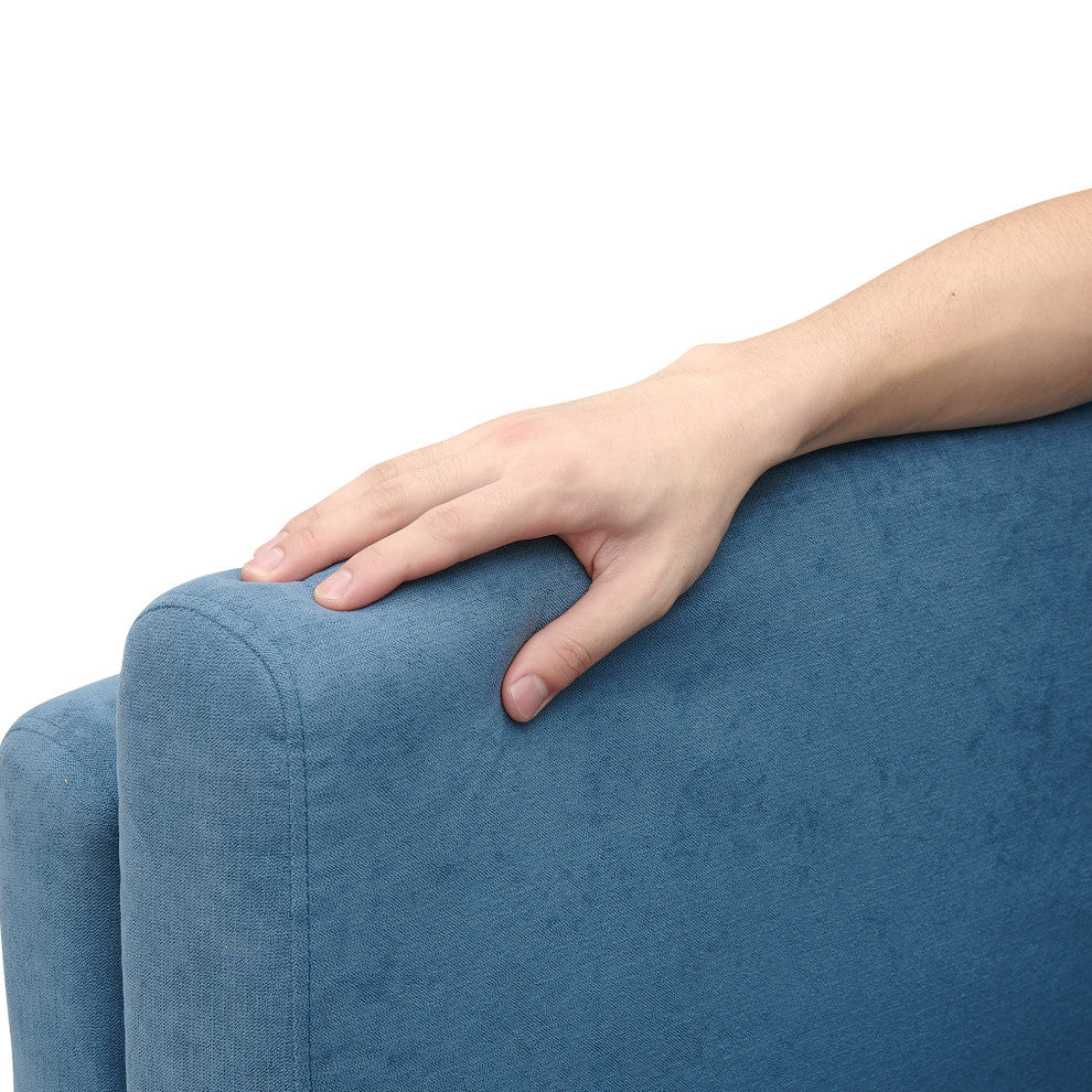 73" Chenille Fabric Tuxedo Arm Loveseat with Cushion, Blue, 73"