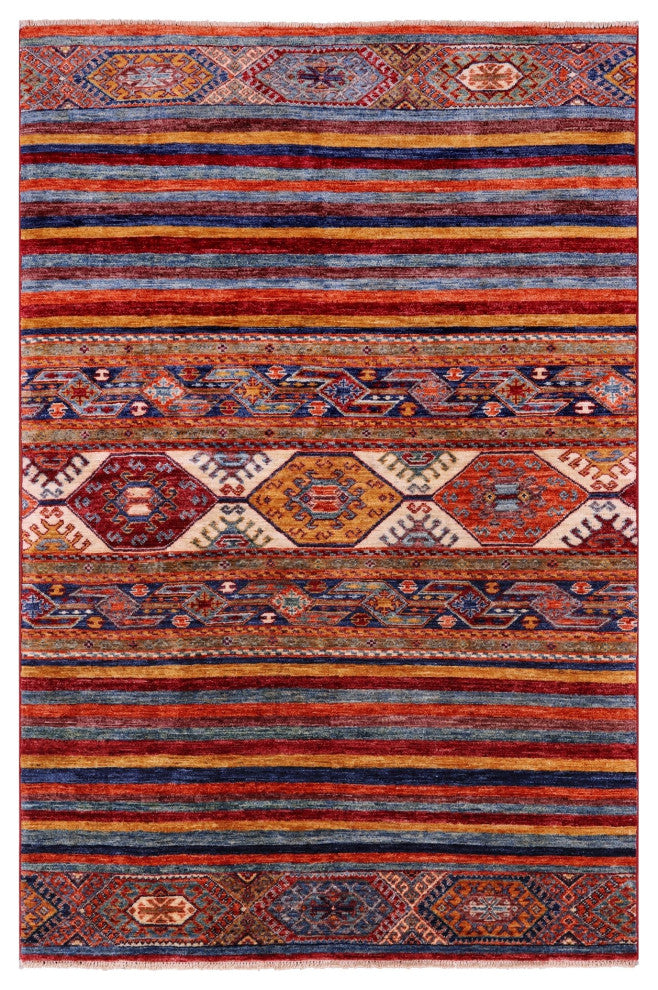 Super Kazak Khorjin Hand Knotted Rug 3' 10" X 5' 11" Q5676