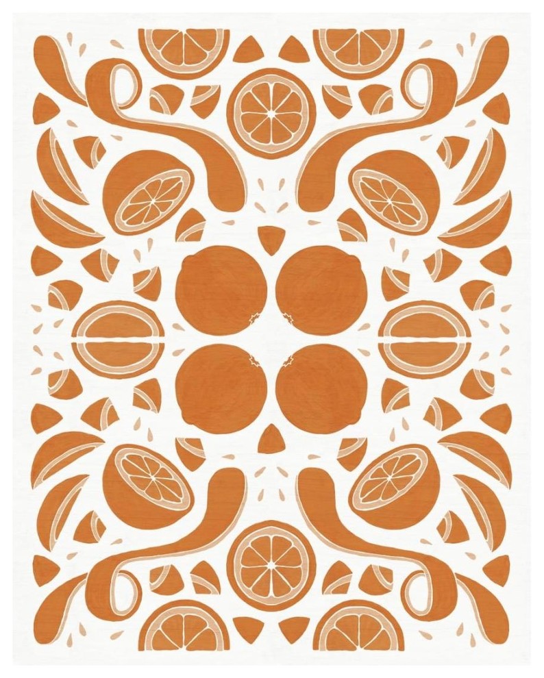 "Retro Orange Otomi Monotone" Digital Paper Print by Elyse DeNeige, 18"x22"
