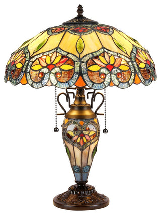 CRYSTORAMA, Tiffany-style 3 Light Victorian Double Lit Table Lamp, 16" Shade