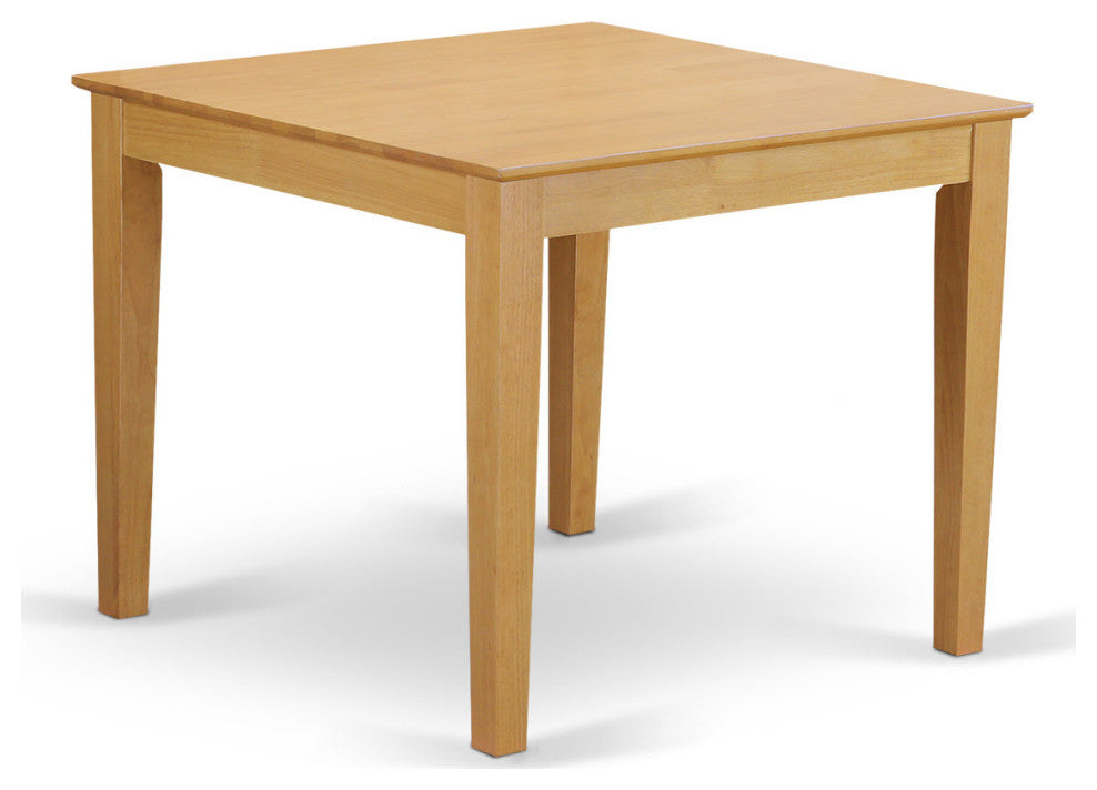 5Pc Square 36" Table And Four Parson Chair, Oak Leg And Linen Fabric Light Fawn