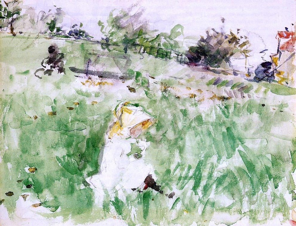 Berthe Morisot Little Girl Sitting on the Grass Wall Decal Print