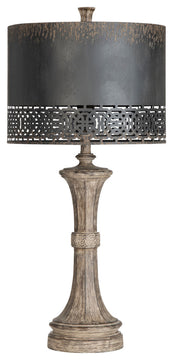 Manchester 33" Table Lamp Set With Metal Drum Shade, Brown