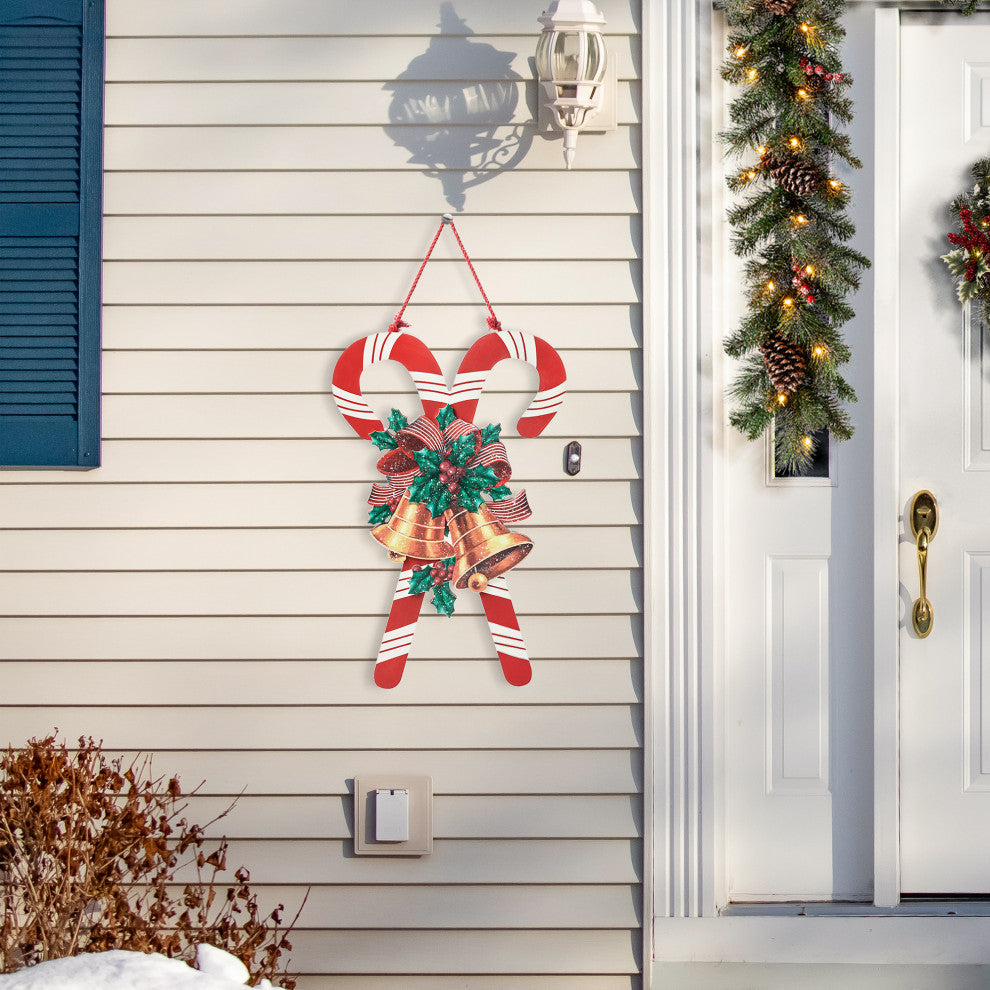 20"H Wooden Christmas Candy Cane Wall Decor