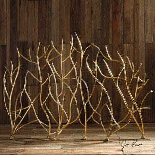 Uttermost - 18796 - Fireplace Screen - Gold Branches - Bright Gold Leaf