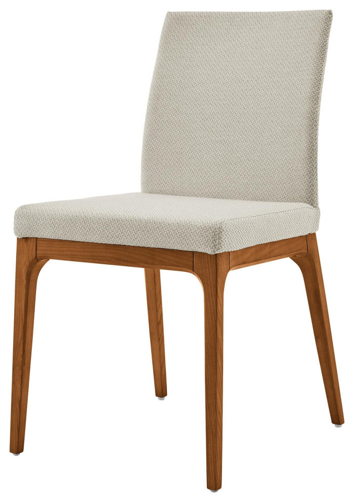 Devon Dining Side Chair Walnut Legs Set of 2, Cardiff Cream, Fabric