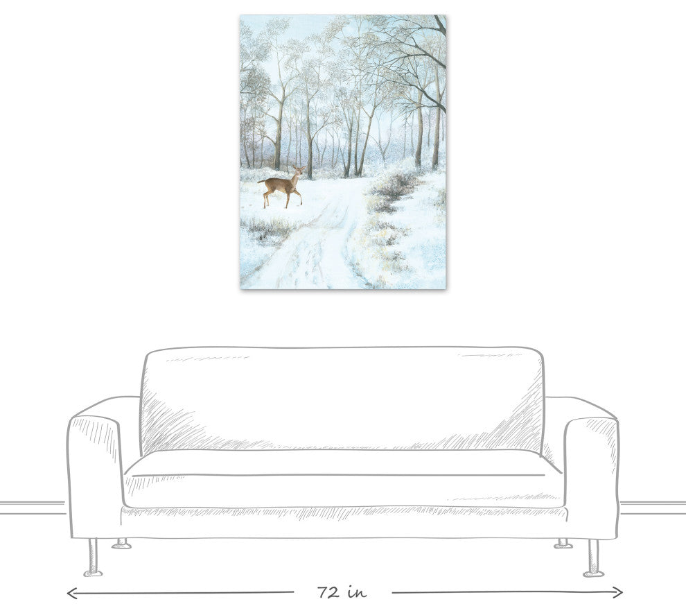 Doe Walking In The Snow 30x40 Canvas Wall Art