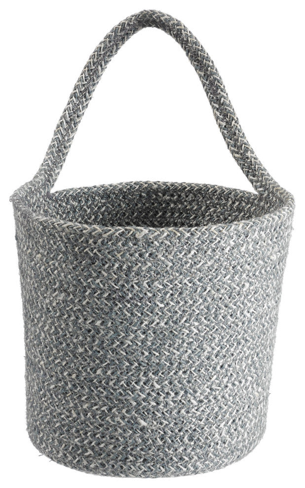 Melia Woven Jute Hanging Basket with Handle 6.3 x 7 x 6.5in., Slate